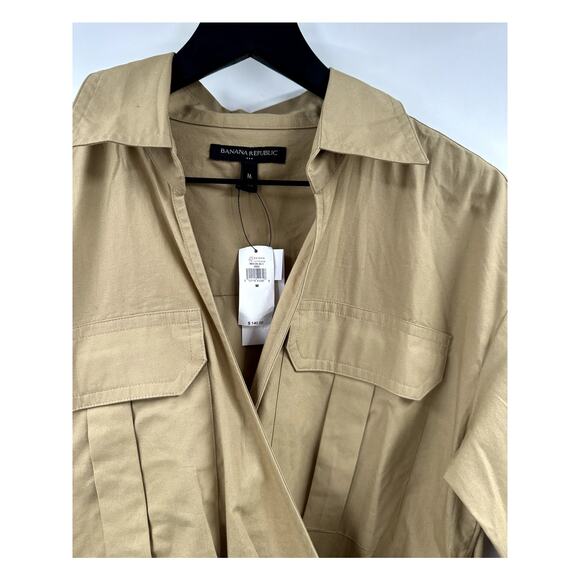 Bananna Republic Tan Trench Wrap Dress Size Medium NWT - Picture 2 of 8